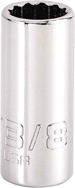 Proto - 3/8", 1/4" Drive, Standard Hand Socket - 12 Points, 1-15/64" OAL, Steel, Chrome Finish - Industrial Tool & Supply