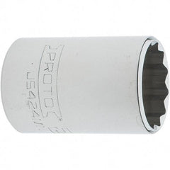 Proto - 1/2" Drive, Standard Hand Socket - 12 Points, 1-7/8" OAL, Steel, Chrome Finish - Industrial Tool & Supply