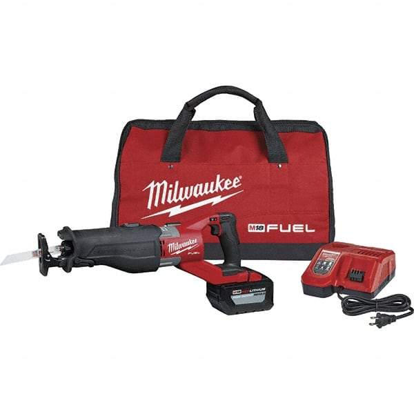 Milwaukee Tool - 18V, 3,000 SPM, Cordless Reciprocating Saw - 1-1/4" Stroke Length, Lithium-Ion 1 Battery Included - Industrial Tool & Supply