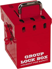 NMC - 10" Deep x 4-1/2" Wide x 6" High, Portable Group Lockout Box - Red, 7 Padlocks - Industrial Tool & Supply