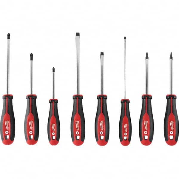 Milwaukee Tool - Screwdriver Sets Screwdriver Types Included: Philips; Slotted; Square; Torx Number of Pieces: 8 - Industrial Tool & Supply