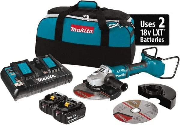 Makita - 9" Wheel Diam, 6,000 RPM, Cordless Angle & Disc Grinder - 5/8-11 Spindle, 18 Volts - Industrial Tool & Supply