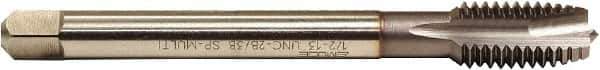 Emuge - 5/8-18 UNF, 3 Flute, TiCN Finish, HSS-E Spiral Point Tap - Plug Chamfer, Right Hand Thread, 4.331" OAL, 1-1/16" Thread Length, 0.48" Shank Diam, 2B/3B Class of Fit - Exact Industrial Supply