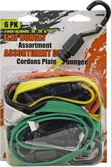 Erickson Manufacturing - Bungee Cord with Plastic Hook - 18, 24, 30" OAL, Black/Green/Red - Industrial Tool & Supply