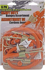 Erickson Manufacturing - Bungee Cord with Steel Hook - 18, 24, 30" OAL, Orange - Industrial Tool & Supply