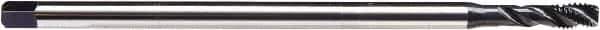 Emuge - #6-32 UNF, 3 Flute, NE2 Finish Cobalt, Spiral Flute, Extension Pulley Tap - Semi-Bottoming Chamfer, 4.4" OAL, 15/32" Thread Length, 2B/3B Class of Fit - Exact Industrial Supply