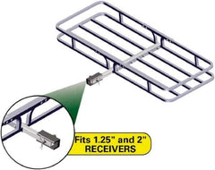 Erickson Manufacturing - Aluminum Cargo Carrier - 19-1/2" Wide x 53-1/2" Long, Silver, For Use with 1.25" Receivers & 2" Receivers - Industrial Tool & Supply