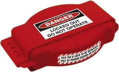 NMC - 1 to 6-1/2" Handle, Polypropylene Gate Valve Lockout - Red, 3/8" Max Shackle Diam - Industrial Tool & Supply