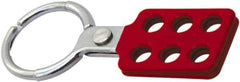 NMC - Single Jaw, 1-1/2" Jaw Diam, 6 PadLocks, Red Vinyl Insulation Aluminum Lockout Hasp - Scissor Action, 4-3/8" Long x 1-1/2" Wide, Red - Industrial Tool & Supply