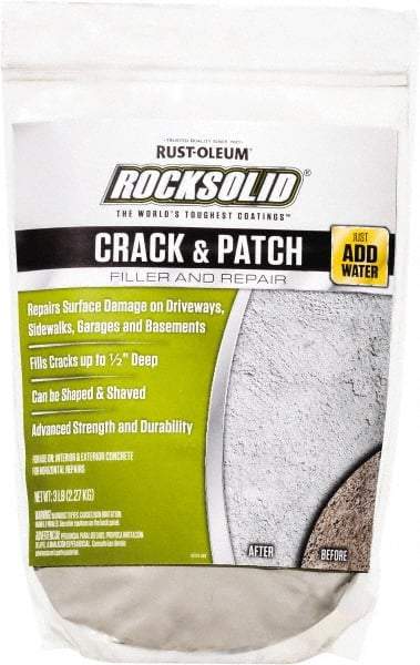 Rust-Oleum - 3 Lb Bag Crack-N-Patch - Concrete Gray, 1.5 Sq Ft Coverage - Industrial Tool & Supply