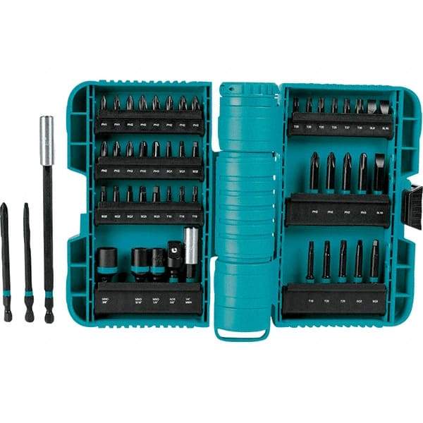Makita - Power Bit, Insert Bit & Nut Driver Set - 1/4 to 3/8" Hex, #2, 1/4", 3/8" Drive, Phillips, Slotted, Torx, Square Point - Industrial Tool & Supply