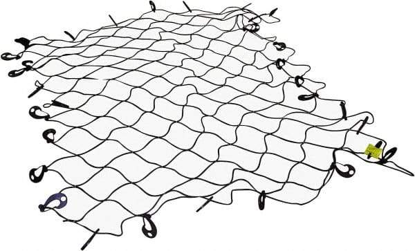 Erickson Manufacturing - Rubber Cargo Net - 96" Wide x 72" Long, Black, For Use with Pick Ups - Industrial Tool & Supply