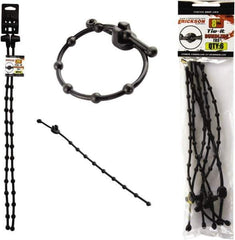 Erickson Manufacturing - 8 to 24" Range, Black Cable Ties - 10 Lb Strength, Rubber - Industrial Tool & Supply