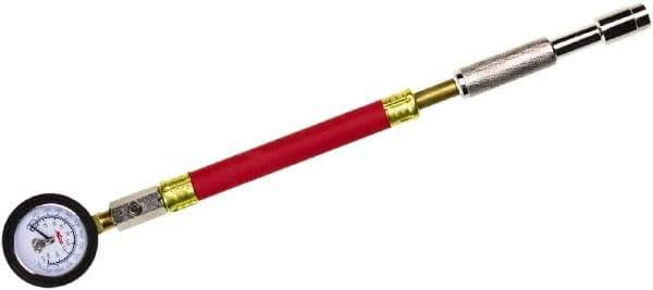 Milton - 0 to 160 psi Dial Straight Large Bore Tire Pressure Gauge - 9' Hose Length, 5 psi Resolution - Industrial Tool & Supply