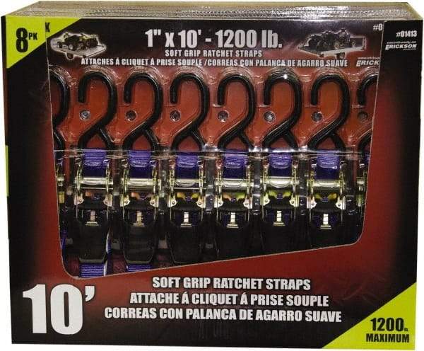 Erickson Manufacturing - 10' Long x 1" Wide, 1,200 Lb Basket Capacity, Polyester & Steel Web Sling - Blue - Industrial Tool & Supply