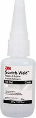3M - 0.71 oz Tube Clear Instant Adhesive - Series Part Number PR Gel, 30 to 60 sec Working Time, 24 hr Full Cure Time - Industrial Tool & Supply