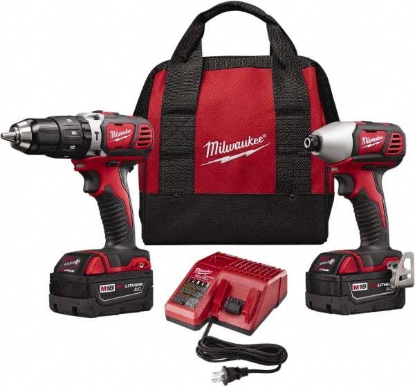 Milwaukee Tool - 18 Volt Cordless Tool Combination Kit - Includes Brushless Compact Drill/Driver & Brushless 1/4" Impact Driver, Lithium-Ion Battery Included - Industrial Tool & Supply