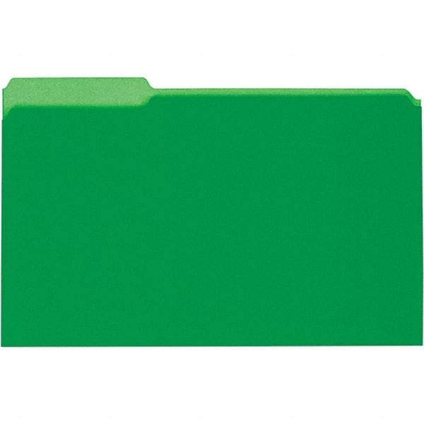 UNIVERSAL - 9-5/8 x 14-3/4", Legal, Green, File Folders with Top Tab - 11 Point Stock, 1/3 Tab Cut Location - Industrial Tool & Supply