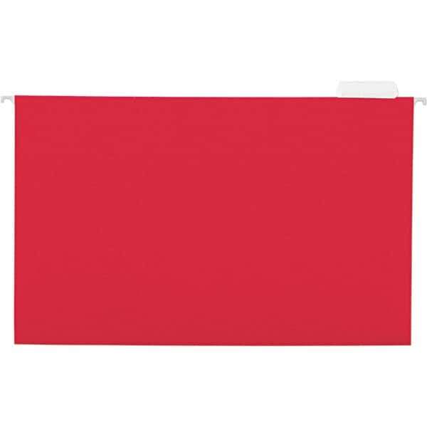 Universal One - 9-5/8 x 14-3/4", Legal, Red, Hanging File Folder - 11 Point Stock, 1/5 Tab Cut Location - Industrial Tool & Supply