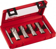 Milwaukee Tool - 4 Piece, 9/16 to 15/16" Cutter Diam, 1-3/8" Cutting Depth, Carbide-Tipped Annular Cutter Set - 9/16, 11/16, 13/16, 15/16" Cutter Diam - Industrial Tool & Supply