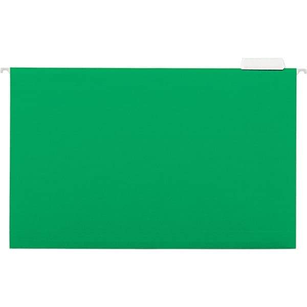 Universal One - 9-5/8 x 14-3/4", Legal, Bright Green, Hanging File Folder - 11 Point Stock, 1/5 Tab Cut Location - Industrial Tool & Supply