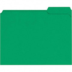 Universal One - 9-5/8 x 11-3/4", Letter Size, Green, File Folders with Top Tab - 11 Point Stock, 1/3 Tab Cut Location - Industrial Tool & Supply