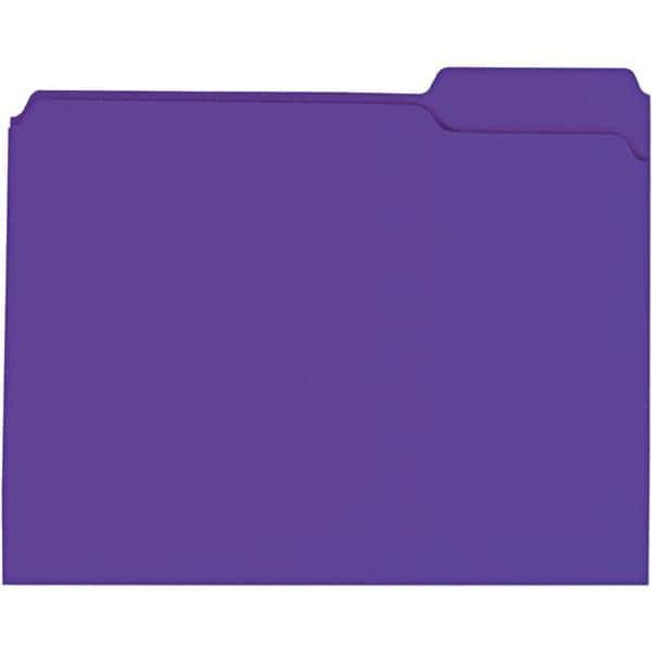 Universal One - 9-5/8 x 11-3/4", Letter Size, Violet, File Folders with Top Tab - 11 Point Stock, 1/3 Tab Cut Location - Industrial Tool & Supply