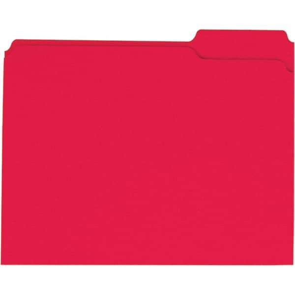 Universal One - 9-5/8 x 11-3/4", Letter Size, Red, File Folders with Top Tab - 11 Point Stock, 1/3 Tab Cut Location - Industrial Tool & Supply