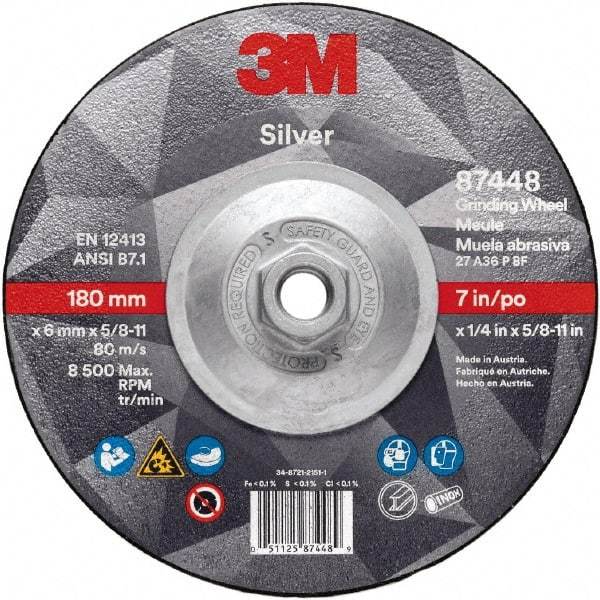 3M - Depressed-Center Wheels Wheel Diameter (Inch): 7 Wheel Thickness (Decimal Inch): 0.2500 - Industrial Tool & Supply