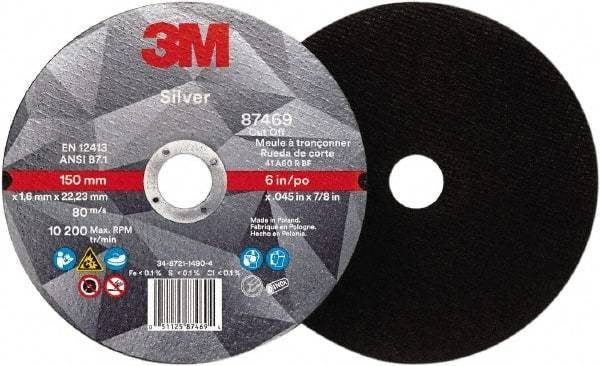 3M - 6" Ceramic Cutoff Wheel - 0.045" Thick, 7/8" Arbor, Use with Angle Grinders - Industrial Tool & Supply