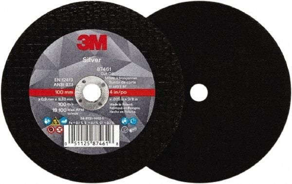 3M - 4" Ceramic Cutoff Wheel - 0.035" Thick, 3/8" Arbor, Use with Angle Grinders - Industrial Tool & Supply