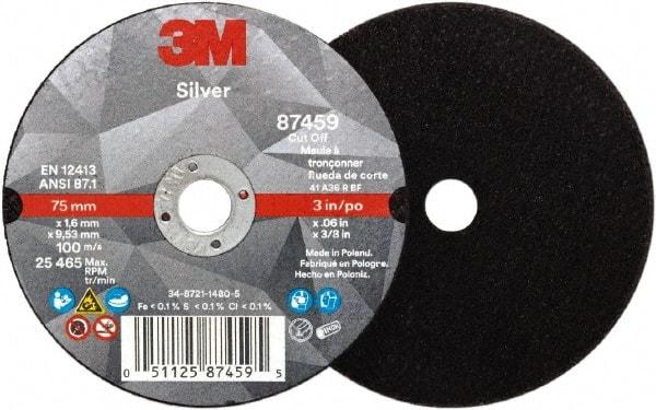 3M - 3" Ceramic Cutoff Wheel - 0.06" Thick, 3/8" Arbor, Use with Angle Grinders - Industrial Tool & Supply