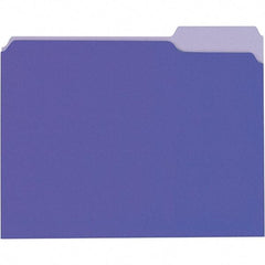 Universal One - 8-1/2 x 11", Letter Size, Violet/Light Violet, File Folders with Top Tab - 11 Point Stock, 1/3 Tab Cut Location - Industrial Tool & Supply