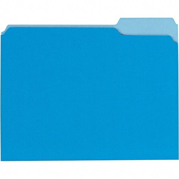 UNIVERSAL - 9-5/8 x 11-3/4", Letter Size, Blue, File Folders with Top Tab - 11 Point Stock, 1/3 Tab Cut Location - Industrial Tool & Supply