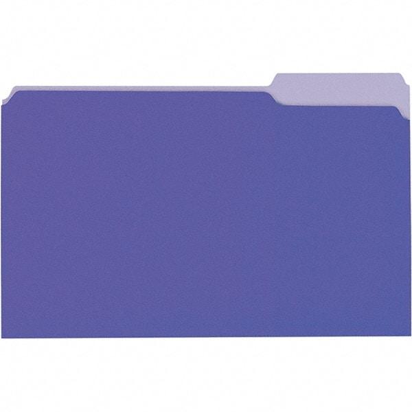 Universal One - 9-5/8 x 14-3/4", Legal, Violet/Light Violet, File Folders with Top Tab - 11 Point Stock, 1/3 Tab Cut Location - Industrial Tool & Supply