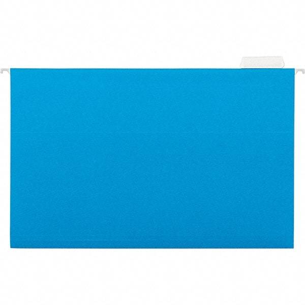 Universal One - 9-5/8 x 14-3/4", Legal, Blue, Hanging File Folder - 11 Point Stock, 1/5 Tab Cut Location - Industrial Tool & Supply