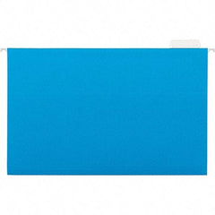 Universal One - 9-5/8 x 14-3/4", Legal, Blue, Hanging File Folder - 11 Point Stock, 1/5 Tab Cut Location - Industrial Tool & Supply