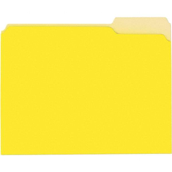 UNIVERSAL - 9-5/8 x 11-3/4", Letter Size, Yellow, File Folders with Top Tab - 11 Point Stock, 1/3 Tab Cut Location - Industrial Tool & Supply