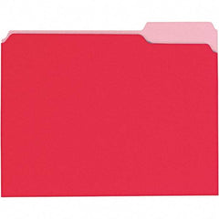 UNIVERSAL - 9-5/8 x 11-3/4", Letter Size, Red, File Folders with Top Tab - 11 Point Stock, 1/3 Tab Cut Location - Industrial Tool & Supply