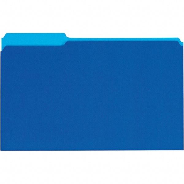 UNIVERSAL - 9-5/8 x 14-3/4", Legal, Blue, File Folders with Top Tab - 11 Point Stock, 1/3 Tab Cut Location - Industrial Tool & Supply