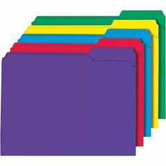 Universal One - 9-5/8 x 11-3/4", Letter Size, Assorted Colors, File Folders with Top Tab - 11 Point Stock, 1/3 Tab Cut Location - Industrial Tool & Supply