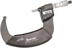 Starrett - 75 to 100mm Range, 0.001mm Graduation, Mechanical Outside Micrometer - Ratchet Thimble, 55mm Throat Depth, Accurate to 0.001mm - Industrial Tool & Supply