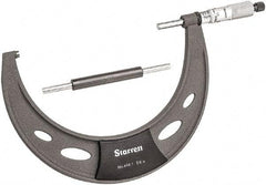 Starrett - 5 to 6" Range, 0.0001" Graduation, Mechanical Outside Micrometer - Ratchet Thimble, 3.35" Throat Depth, Accurate to 0.0001" - Industrial Tool & Supply