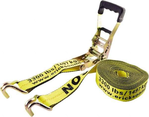 Erickson Manufacturing - 27' Long x 2" Wide, 10,000 Lb Basket Capacity, Polyester & Steel Web Sling - Yellow - Industrial Tool & Supply