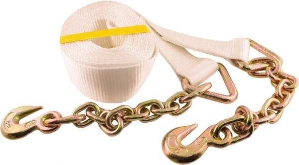 Erickson Manufacturing - 25' Long x 2" Wide, 10,000 Lb Basket Capacity, Polyester Blend Web Sling - White - Industrial Tool & Supply