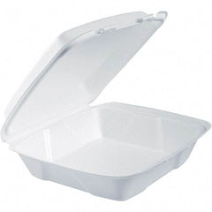DART - 9-3/8 x 9-3/8 x 3" Foam Hinged Lid Containers - White - Industrial Tool & Supply
