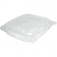 DART - 8-5/16 x 8-5/16 x 2" Plastic Hinged Container - Clear - Industrial Tool & Supply