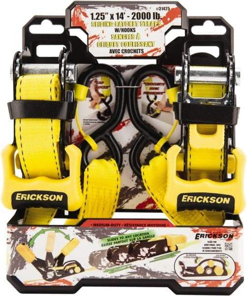 Erickson Manufacturing - 14' Long x 1-1/4" Wide, 2,000 Lb Basket Capacity, Polyester Web Sling - Red - Industrial Tool & Supply