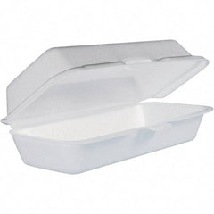 DART - 7-1/10 x 3-4/5 x 2-3/10" Foam Hot Dog Container with Hinged Lid - White - Industrial Tool & Supply