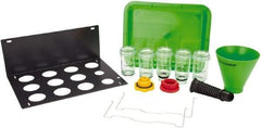 OEM Tools - 16 oz Capacity Plastic Funnel Set - 5" Mouth OD, 3-3/4" Straight Spout, Green & Clear - Industrial Tool & Supply